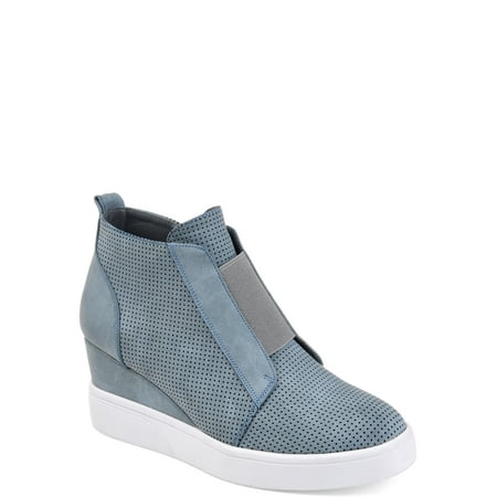 Womens Athleisure Laser-cut Side-zip Sneaker Wedges