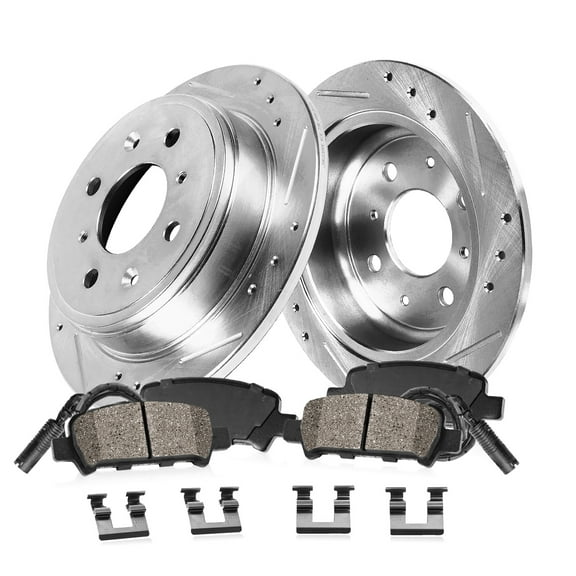 Callahan Brake Parts Brake Kit for Mini Cooper 2007-2008 Rear Drilled and Slotted Brake Rotors with Ceramic Brake Pads EBYK034466