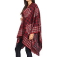 thumbnail image 5 of Sakkas Lupe Womens Reversible Poncho Wrap Cape Shawl Sweater Coat Cardigan Pattern - Houndstooth Red - One Size Regular, 5 of 7