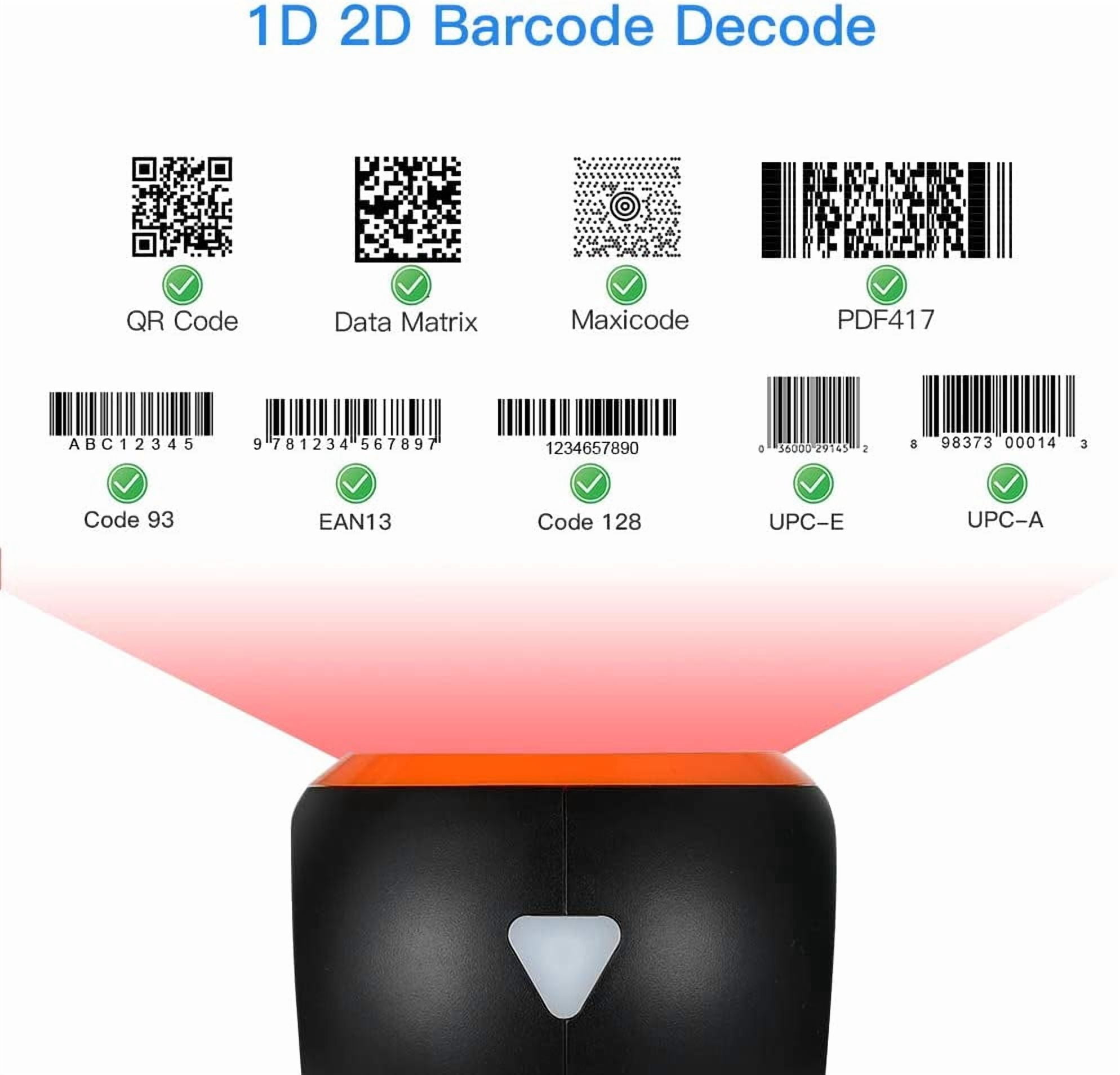 Hands-Free 1D 2D Desktop Barcode Scanner, QR Barcode Reader Support Screen Scanning Platform Scanner for Warehouse, Supermarket, Retail Store, Bookstore Pos System