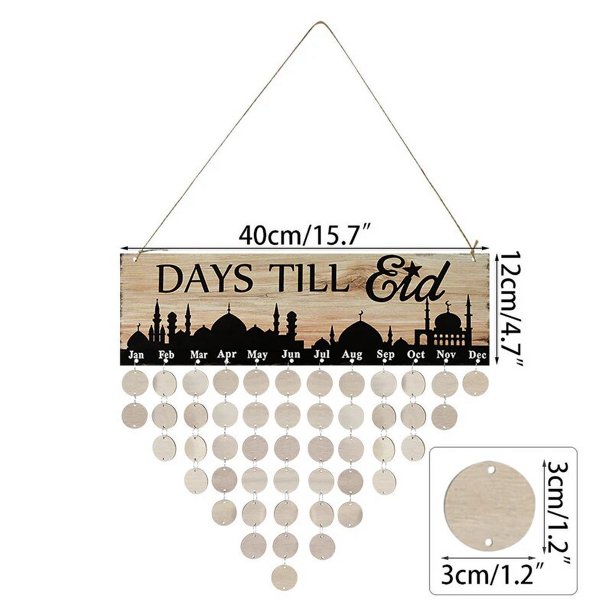 Eid Mubarak-Calendario de madera para decoración, colgante para Familia, boda, cumpleaños, días especiales, cuenta atrás, recordatorio, tablero para regalos de navidad