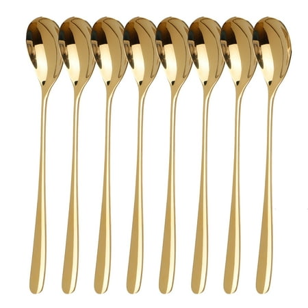 

knqrhpse Tableware 8 Pieces Long Handle Ice Scoop Coffee Cold Drink Mixing Spoon Ice Cream Spoon kitchen utensils set