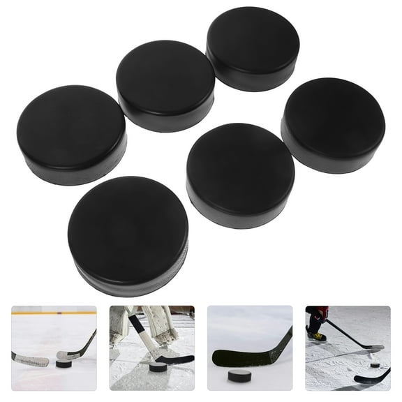 OUNONA PU Hockey Puck for Training and Practicing Great for Daily Use Smooth Surface Compatible Black 6 Pieces