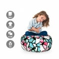 thumbnail image 2 of Teal Storage Toy Bag Chair, Hand Drawn Watercolor Abstract Butterflies Pattern Blue and Pink Animal Pattern, Stuffed Animal Organizer Washable Bag, Small Size, Blue Pink Black, by Ambesonne, 2 of 3