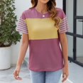 thumbnail image 3 of Summer Women's Trendy Oversized Crewneck Color - Block Striped Shirts, 3 of 8