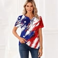 thumbnail image 4 of IYYVV July 4Th Short Sleeve T-Shirt for Women V-Neck Star Graphic Tees Henley Summer Shirt Casual Loose Fit Tops Blue L, 4 of 5
