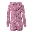 thumbnail image 3 of Women's Nightwear Onesies New Women's Warm Hooded Ears Hooded Jumpsuit Printing Long Sleeve Shorts Zipper Jumpsuit Pocket Sleepwear Home Clothes Style B-7 Pinks S, 3 of 5