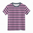 thumbnail image 4 of NIEWTR Hauts à Manches Courtes à Rayures Classiques pour Filles T-Shirts d'Été pour Enfants Col Rond Tendance T-Shirts pour Enfants 5-14 Ans (Violet, 2-3 Ans), 4 of 4