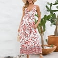 thumbnail image 2 of SDNall Robe pour Femmes Décontractée Imprimée Sans Manches Col en V Robe à la Cheville Sans Manches Robe Décontractée pour Femmes, Robe à Manches 3/4 pour Femmes, 2 of 9