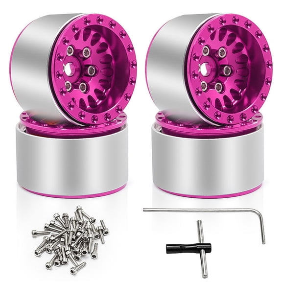 4pcs 1.0 Inch Beadlock Wheels for 1/18 Remote Control Crawlers SCX24 and TRX4M Remote Control Car Parts