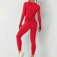 thumbnail image 5 of Jinhomg Long Sleeve Knit Outfits for Women Thumbhole Crew Neck Crop Tops with Tummy Control Leggings Fitted 2 Pieces Sets Spring Saving Today Red M, 5 of 9