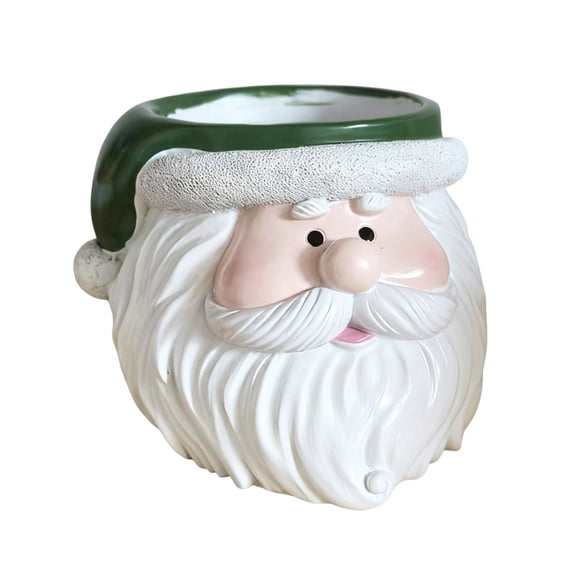 Selrti Christmas Snowman Planter Pot Santa Claus Head Resin Succulents Herb Plants Flower Pot Home Balcony Garden Decoration