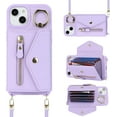 thumbnail image 3 of for iPhone 13 Case Wallet with Strap for Women - Crossbody Lanyard, Zipper Pocket, Credit Card Holder, Ring Stand - RFID Blocking Phone Wallet Case for iPhone 13 (6.1 inch,Purple), 3 of 18