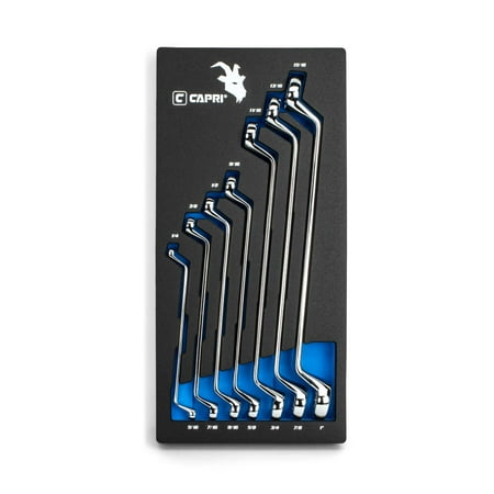 

Capri Tools 75-Degree Deep Offset Double Box End Wrench Set 1/4 to 1 in. SAE 7-Piece with The Mechanic s Tray