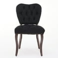thumbnail image 3 of French Vintage Tufted Upholstered Fabric Dining Chair,Set of 2,Black, 3 of 15