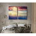 thumbnail image 2 of PixonSign Canvas Print Wall Art Sunlight Through Mountain Fog Nature Wilderness Photography Realism Contemporary Landscape Colorful Multicolor Ultra for Living Room, Bedroom, Office - 24"x36"x2, 2 of 5