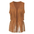 thumbnail image 4 of ZJXFGS Vest for Women,Western Shirts for Women,Womens Jacket,Long Vest for Women Sleeveless,Fringe Jacket Women,Fringe Vest Women Western,Light Weight Vest for Women,Khaki,2XL, 4 of 5