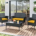 thumbnail image 6 of Snubbull 3 Pack Loveseat Cushion Set, 36" x 18" x 3" Waterproof Outdoor Chair Replacement Cushions for 4-Seater Wicker Rattan Patio Furniture, Yellow, 6 of 6