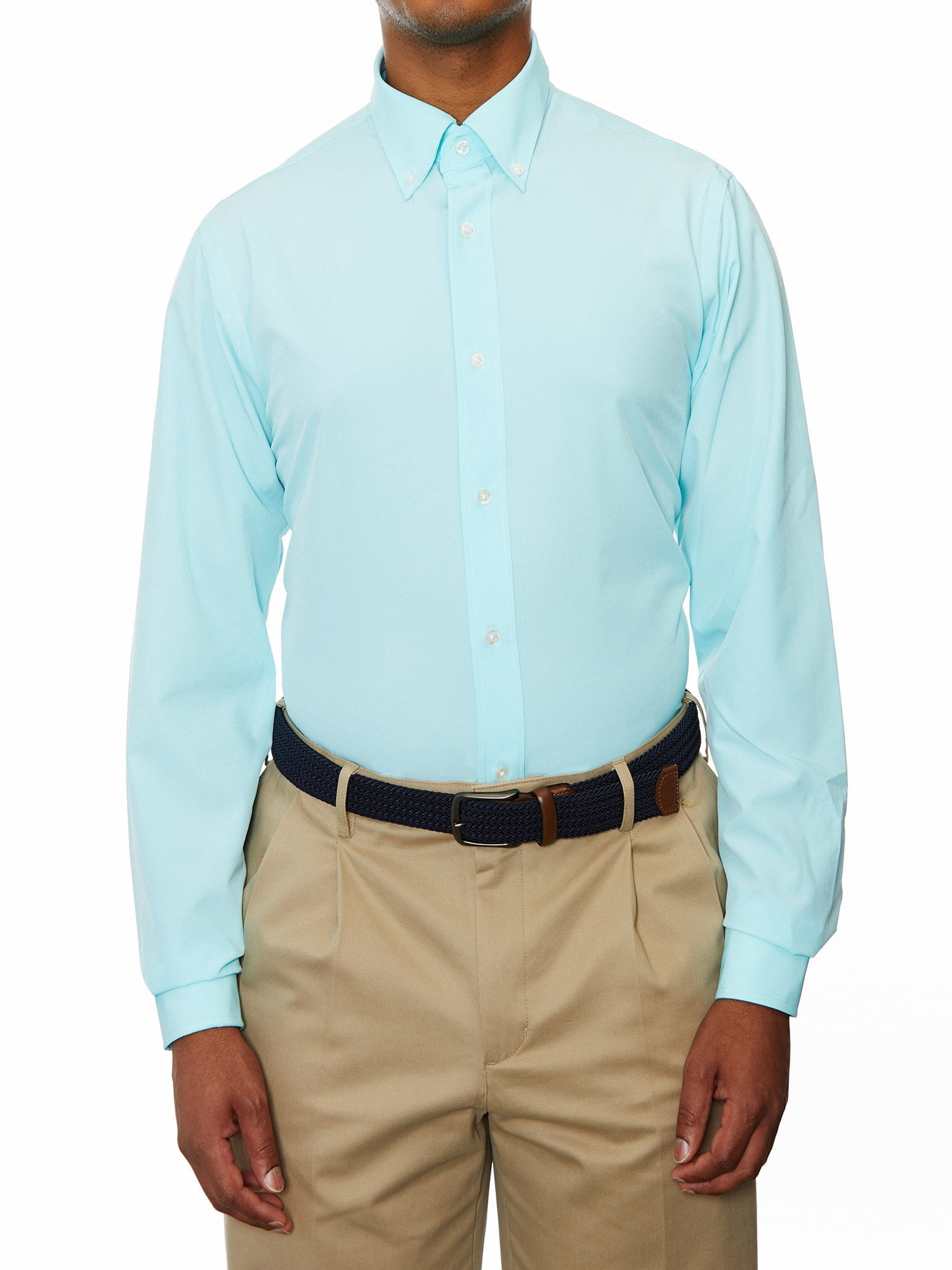 turquoise shirt khaki pants