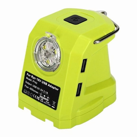 For RYOBI LED Work Light 14.4V-18V Li-ion Battery Dual USB Adapter Spotlight