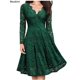 thumbnail image 3 of Vestido de encaje elegante para mujer, minivestido Vintage de manga larga con cuello en V, liso, ajustado, para fiesta y Club nocturno, 2024, 3 of 5