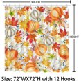 thumbnail image 2 of Fall Pumpkin Shower Curtains for Bathroom Autumn Maple Leaves Shower Curtain Thanksgiving Day Yellow Shower Curtains for Bathroom Decor Washable Durable Fabric Shower Curtains 72x72 inch, 2 of 4