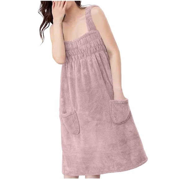 Tnhcen Women Bathrobe Spa Towel Robe Quick Dry Shawl Wrap Absorbent Terry Cloth Kimono with Pocket Solid Color Summer Beach Cover Up Lounge Wear Housecoat Free Size