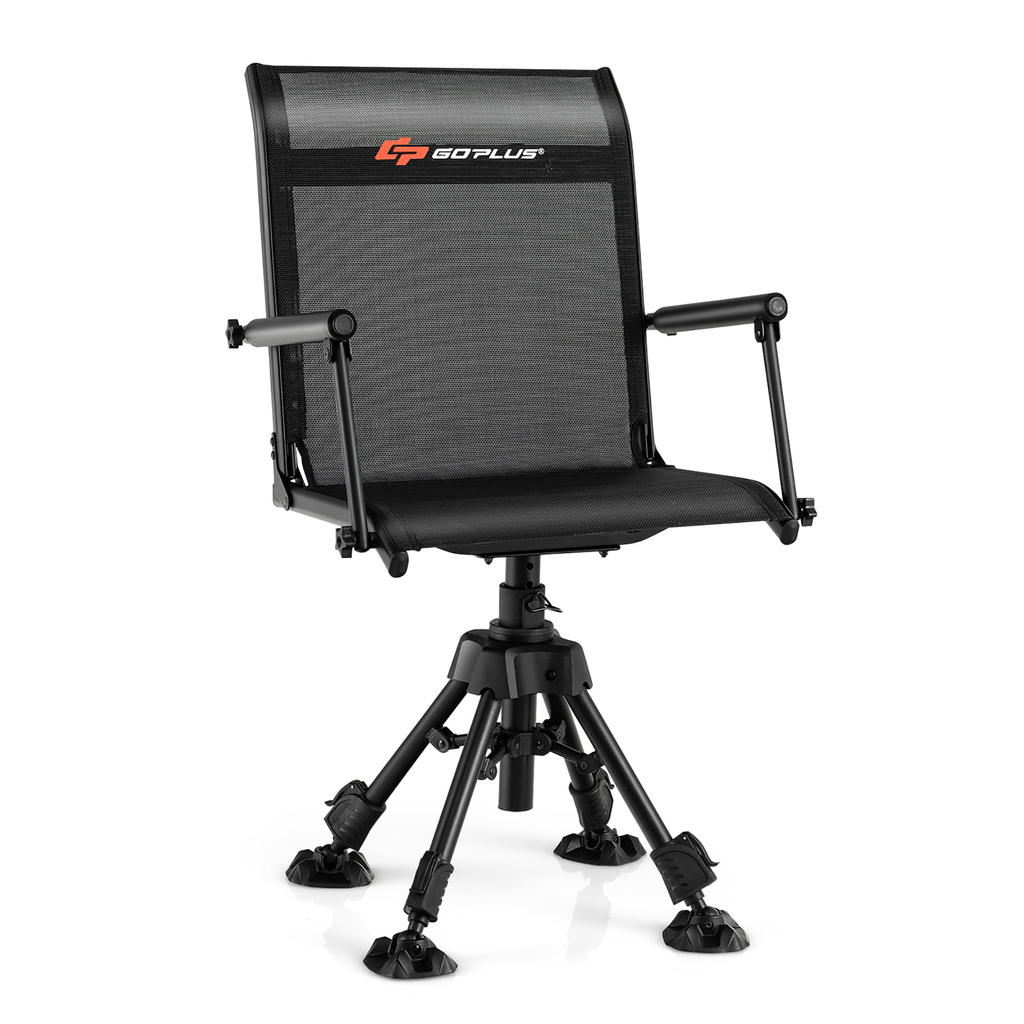 Goplus Swivel Hunting Chair w/4 360°Adjustable Legs Folding Silent