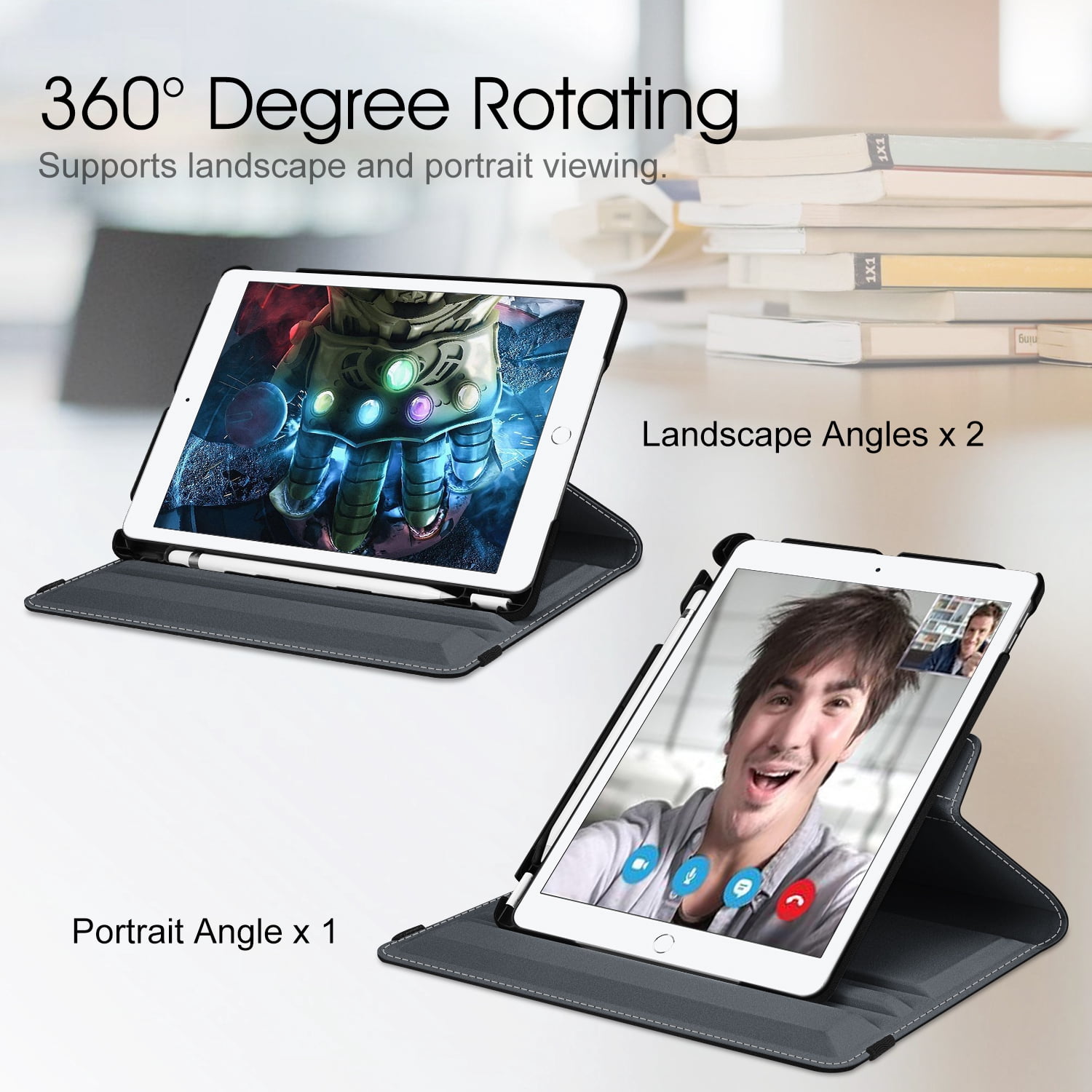 Fintie 360 Rotating Case for 10.2-inch iPad 9th/ 8th/ 7th Generation - Swivel Cover with Pencil Holder for iPad 10.2" (2021/ 2020 / 2019 Model)