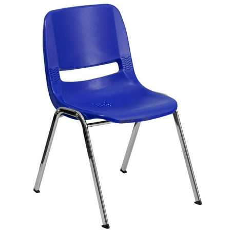 Seat Chrome Frame 661 lb. Capacity Navy Ergonomic Shell Stack Chair with Chrome Frame and 16'' Seat Height ()