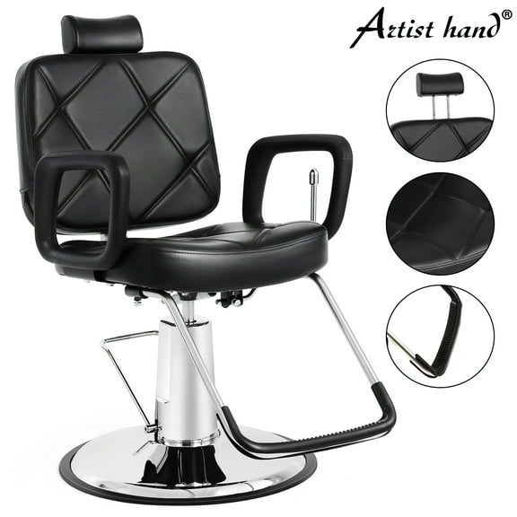 Artist Hand Heavy Duty Hydraulic Recline Barber Chair Left Handed Stylist Salon Tattoo Shampoo Beauty