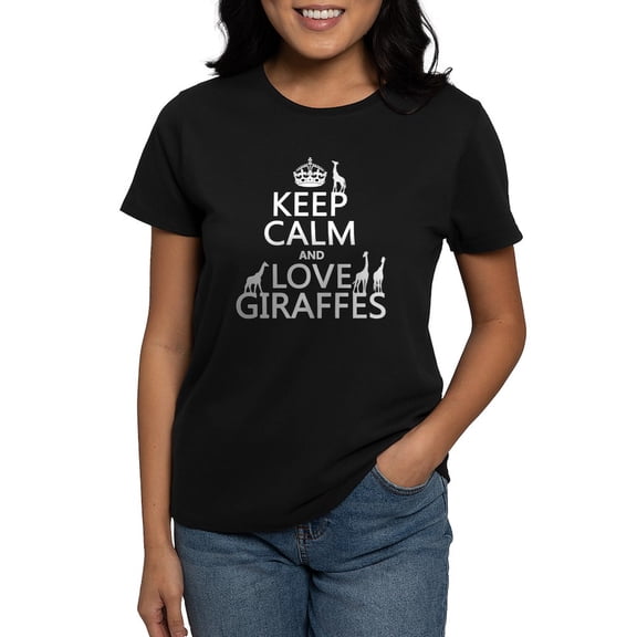 CafePress - Keep Calm And Love Giraffes T Shirt - Women's Traditional Fit Dark T-Shirt