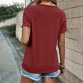 thumbnail image 4 of cfhntfmh Womens Tops Trendy Lace Crochet V Neck Button T Shirts Short Sleeve Casual Loose Summer Shirts Blouses, 4 of 7