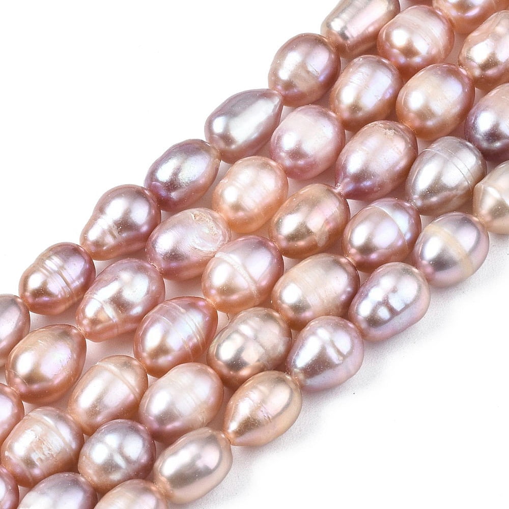 Natural Cultured Freshwater Pearl Beads Strands Rice Plum 7.5~11x6~7.5mm Hole: 0.8mm 37~43pcs/strand 14.06 inch~14.29 inch(35.7cm~43cm)