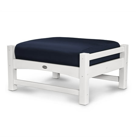 Polywood PWCLO23WH-5439 Club Ottoman in White / Navy