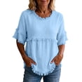thumbnail image 2 of Womens Short Sleeve Tops Summer 2026 Trendy Boat Day Outfits Dressy Casual Blouses for Work Vacation Mode, 2 of 6