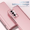 thumbnail image 3 of MonsDirect for 7.6 inch Samsung Galaxy Z Fold 4 5G 2022 Case with S Pen & S Pen Holder, Two Hinge Protection Plating Frame PC Cover, Shell Membrane Integrated Case with Stand & Lens Protection, Pink, 3 of 7