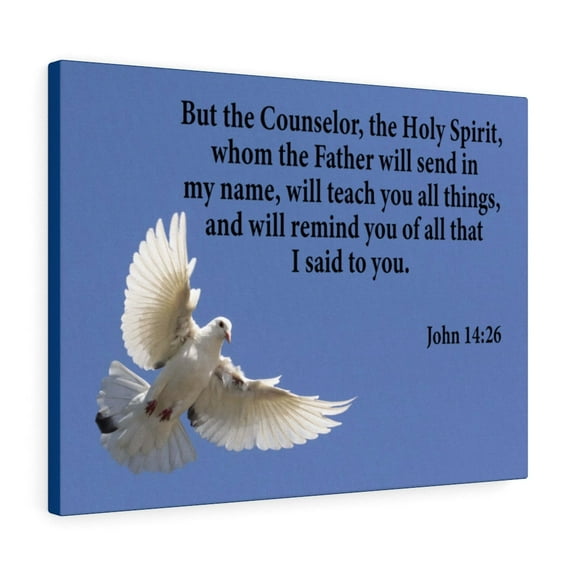 Scripture Walls John 14:26 Holy Ghost Comforter Bible Verse Canvas Christian Wall Art Ready to Hang Unframed
