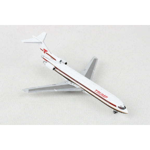 Boeing 727-200 Commercial Aircraft "Trump Shuttle" White with Red Stripes 1/400 Diecast Model Airplane by GeminiJets