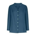 thumbnail image 2 of Juslio Womens Blouse Long Sleeve Shirts Plus Size Button Tops V Neck Casual Blouses Blue XXXXL(US:16), 2 of 7