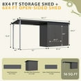thumbnail image 2 of YODOLLA Outdoor Open-Sided Storage Shed, 6x4 Sheds & Outdoor Storage with 56 Sq. Ft Covered, 2-in-1 Tool Shed with Attached Hardtop Metal Pergola Gazebo, 2 of 8