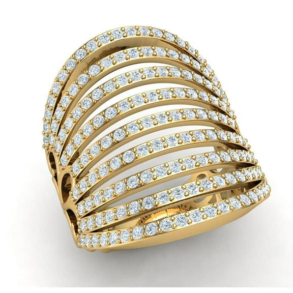 2carat Round Cut Diamond Prong Wide Multi-Row Fancy Bridal Ring Anniversary Wedding Band Solid 10K Gold GH SI1