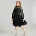 thumbnail image 2 of Glisme Girls Dresses Color Contrast Mesh Long Sleeve Black Sundress Size 5-6 Years, 2 of 4