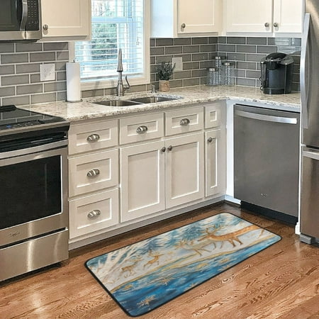 

Long Floor Mat 39x20Inch Kitchen Mat Bathroom Mat Living Room Mat Bedroom Mat Absorbent Delicate Fabric No Ball Do Not Fade Christmas Water Deer