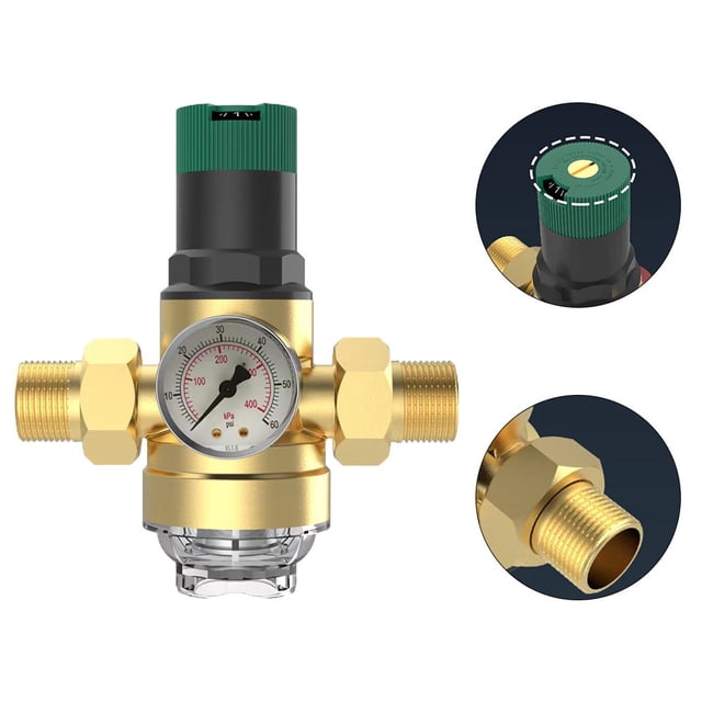 WinWay Adjustable Water Pressure Valve Brass Pressure Reducing Valve Accurate Pressure Adjustment Energy-Saving Explosion-Proof,DN20