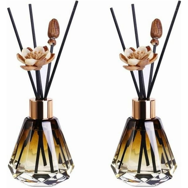 2Pcs 60ml/2oz Reed Diffuser Bottles Empty Refillable Glass Diffuser Jars Aromatherapy Container Fragrance Accessories Use for DIY Replacement Reed Diffuser Sticks Home Bathroom Decor