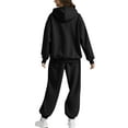 thumbnail image 5 of QATAINLAV Womens Fall Clothes Oversized Zip up Hoodie Sweatshirt Jacket and Jogger Sweatpants 2 Piece Sweatsuits Lounge Sets, Black, L,, 5 of 10