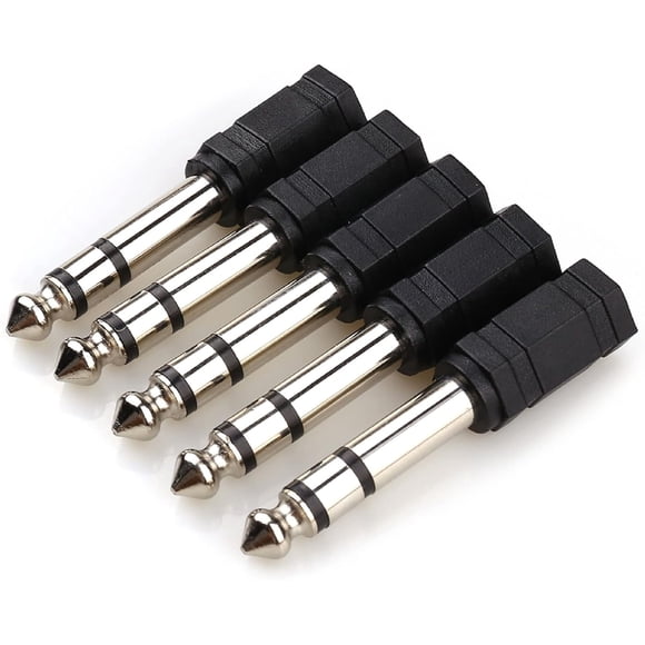 PinesC 5PCS 6.35mm (1/4 inch) Male to 3.5 mm (1/8 Inch) Female Stereo Audio Headphone Jack Adapters, Quarter inch to 3.5mm Adapter - Black