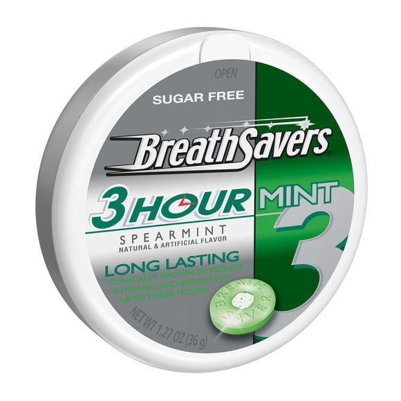 Breath Savers Spearmint Flavored Sugar Free 3 Hour Breath Mints, Neutrazin, 1.27 oz Tin