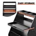 thumbnail image 6 of 4-Tier Heavy-Duty Rolling Tool Storage Cart with Pegboard and Drawer, Garage Organizer for Tools, Equipment & Supplies, Black, 6 of 9